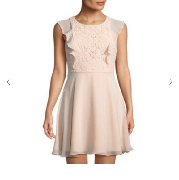 Nanette Lepore Pale Pink Chiffon Fit and Flare Midi Dress - Picture 1 of 14